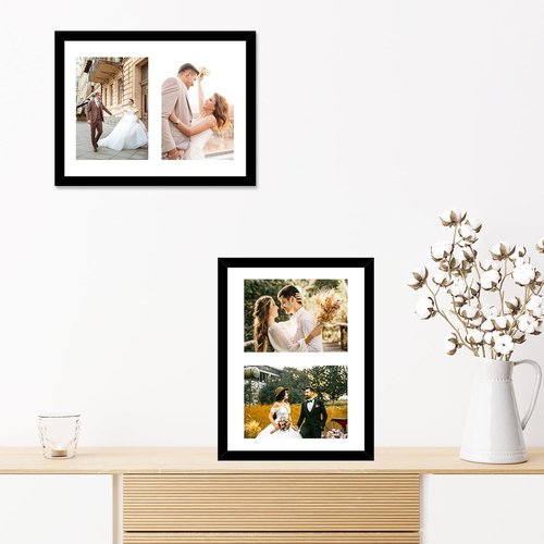 JCJMY Double Collage Picture Frame - Display 2 Photos (5x7) or 1 Picture (8.5x11) | Lightweight Black Frame for Wall or Tabletop