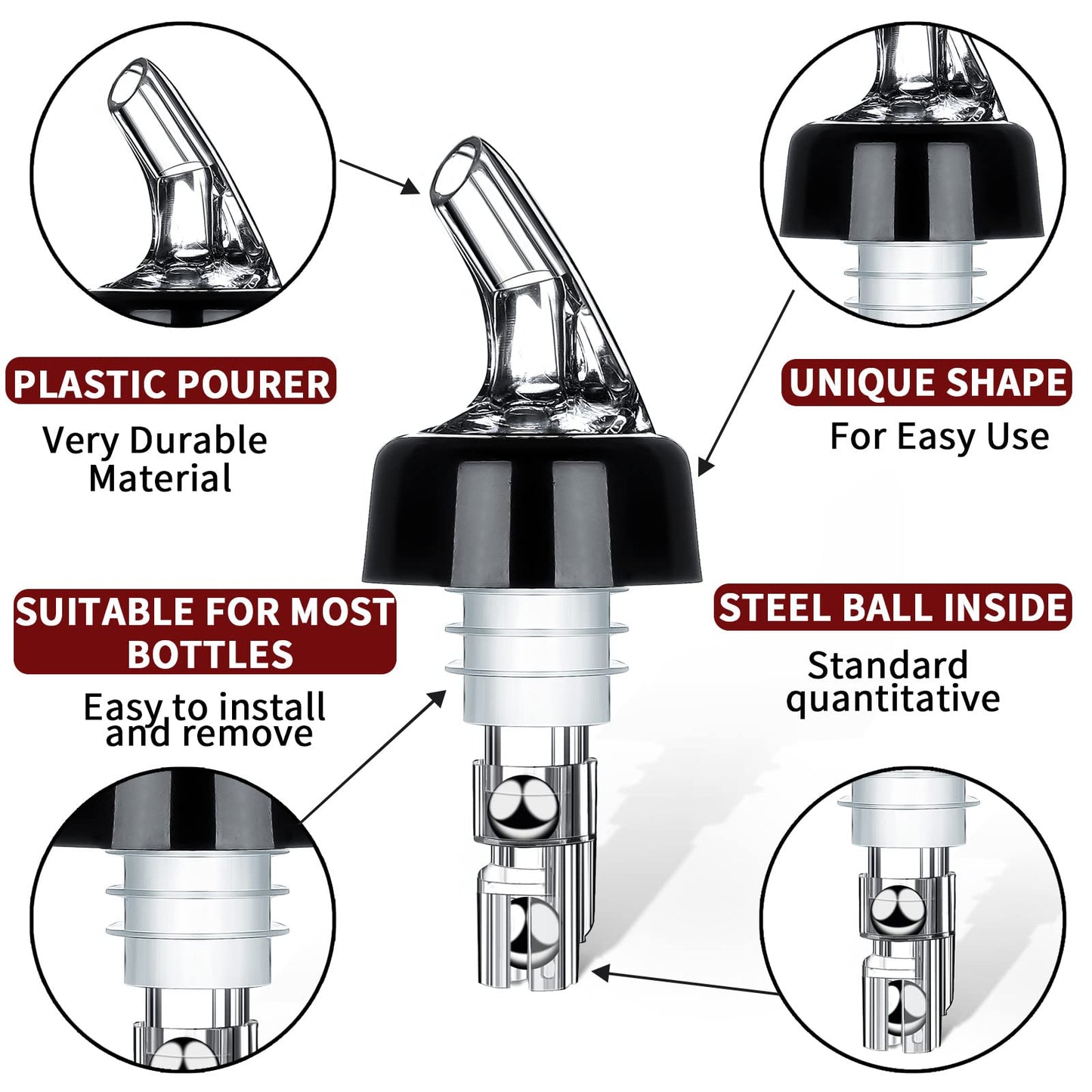 Automatic Measured Bottle Pourer - Quick Shot Spirit Measure Pourer Drinks Wine Cocktail Dispenser Home Bar Tools