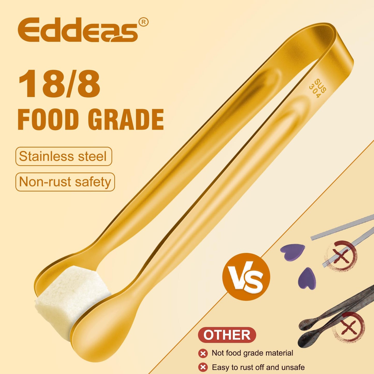 12PCS Mini Tongs For Serving, 2 Sizes 6 & 4 Inch Ice Tongs Mini Gold Sugar Stainless Steel Tong, Small Kitchen Tiny Food Tongs for Appetizers,Tea Party, Coffee Bar,Desserts & Ice Bucket