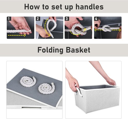 Closet Storage Bins by [Brand Name] - Collapsible Organizers for Linen Closet | Gray, 4-Pack
