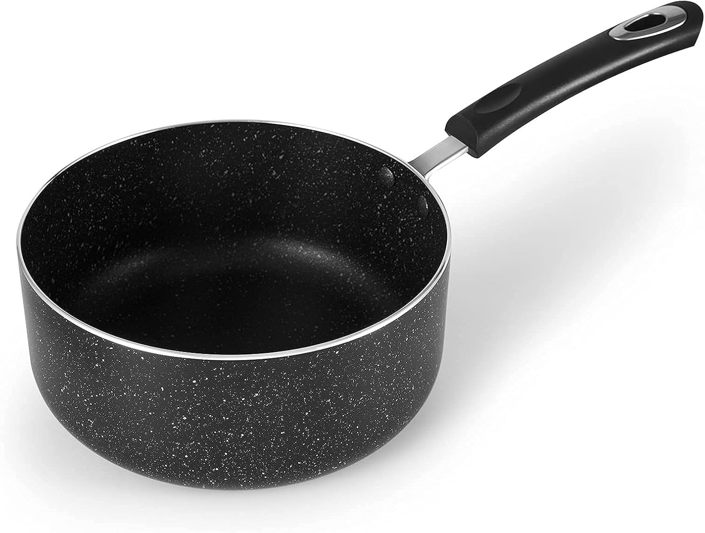 Skiennix Nonstick Saucepan Set - 1Qt & 2Qt Pots with Glass Lids for Effortless Cooking