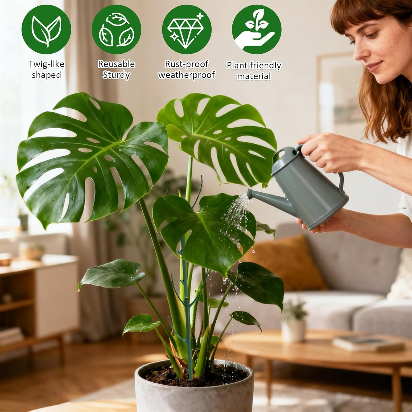 Skiennix Adjustable Plant Support Pole - Stackable Indoor/Outdoor Clamps for Monstera & Climbing Plants | 5-Pack Garden Accessories