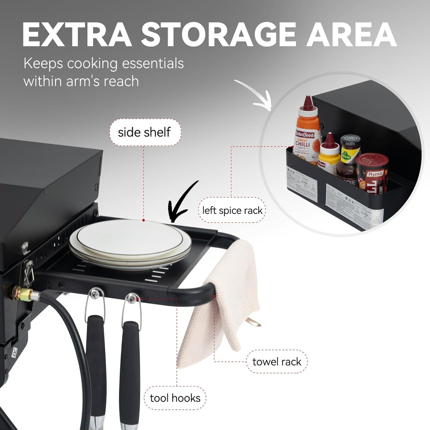 Royal Gourmet PD3001 3-Burner Propane Gas Griddle - 23-Inch Portable Grill with Collapsible Stand & Side Table for Camping, Tailgating, Backyard & Patio
