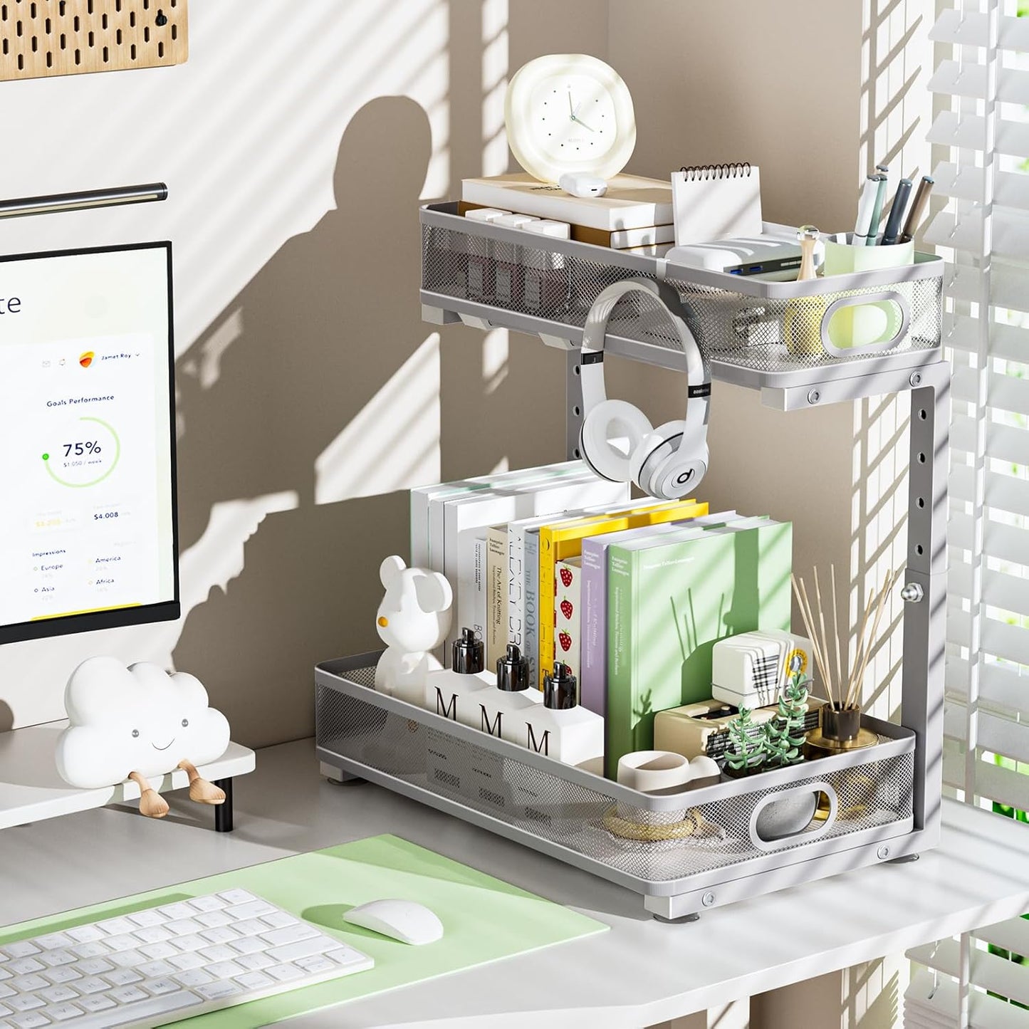 Under Sink Organizer - Adjustable 2-Tier Storage Solution | 2-Pack Metal Pull-Out Drawers for Kitchen & Bathroom