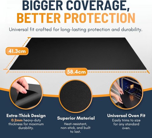 Heavy Duty Oven Liners by [Brand Name] - Non-Stick, Reusable Mats | 3 Pack, 16.25”x23” - BPA & PFOA Free (Black)