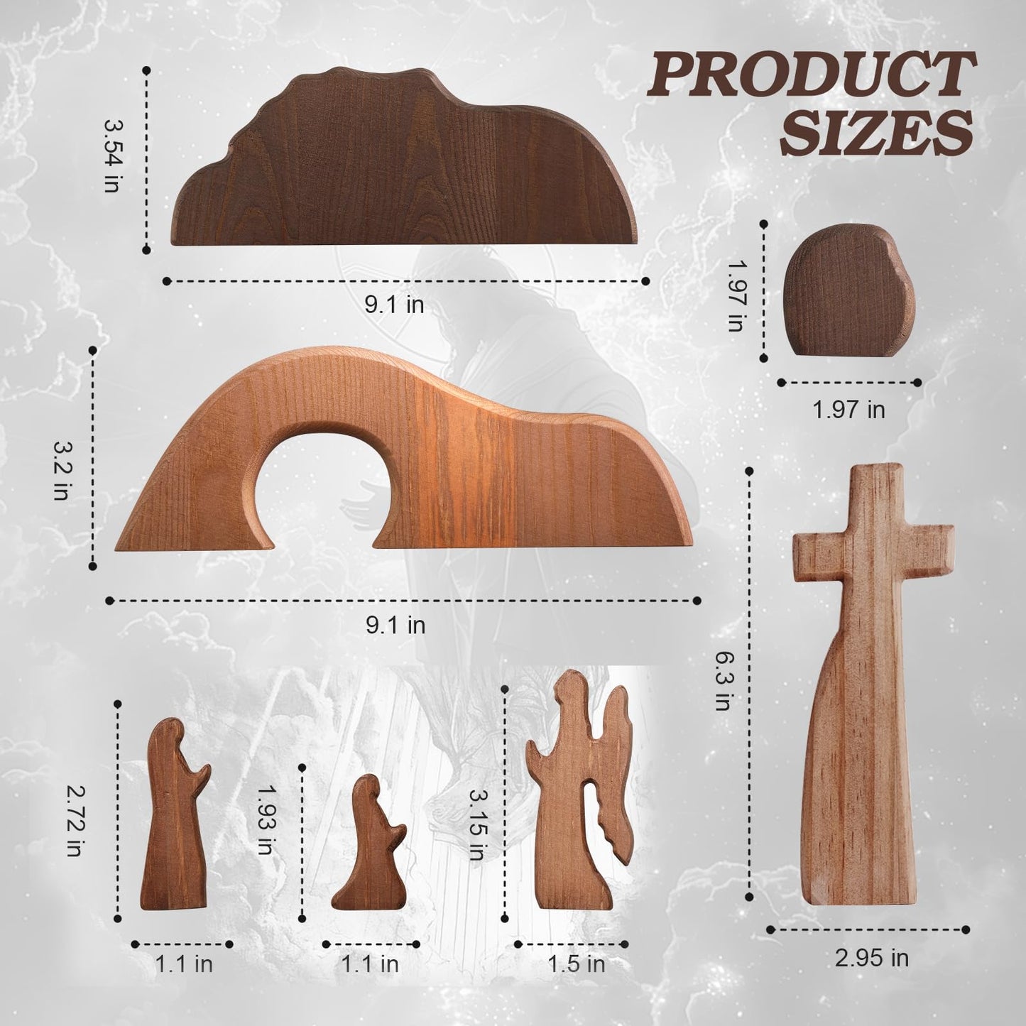 FARGEPENN Wooden Nativity Set, The Empty Tomb Easter Scene, Christian Cross Decorations, Decorations Religious Jesus Tomb Easter Kit Display for The Home, Tabletop, Office