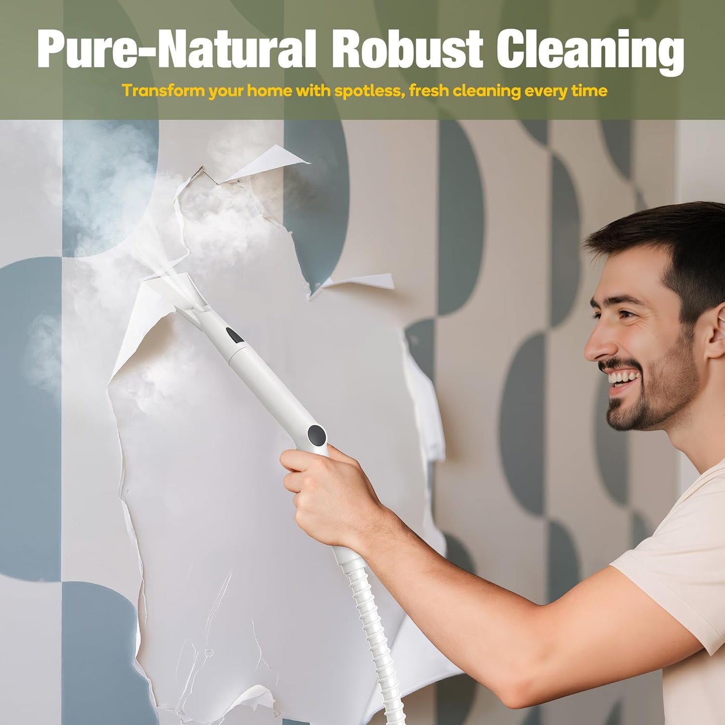 Newbealer Heavy-Duty Steam Cleaner - Multi-Purpose Steamer with 20 Accessories, 5 Bar Pressure, Stainless Steel Boiler