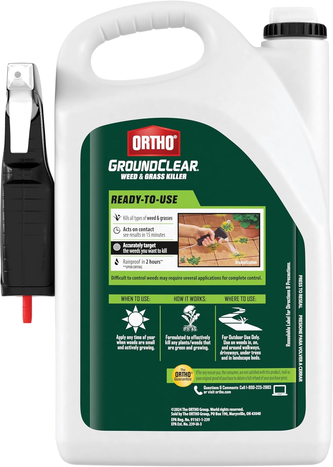 Ortho GroundClear Weed Killer - Comfort Wand for Easy Application | Kills Dandelions, Crabgrass & More - 1 Gallon