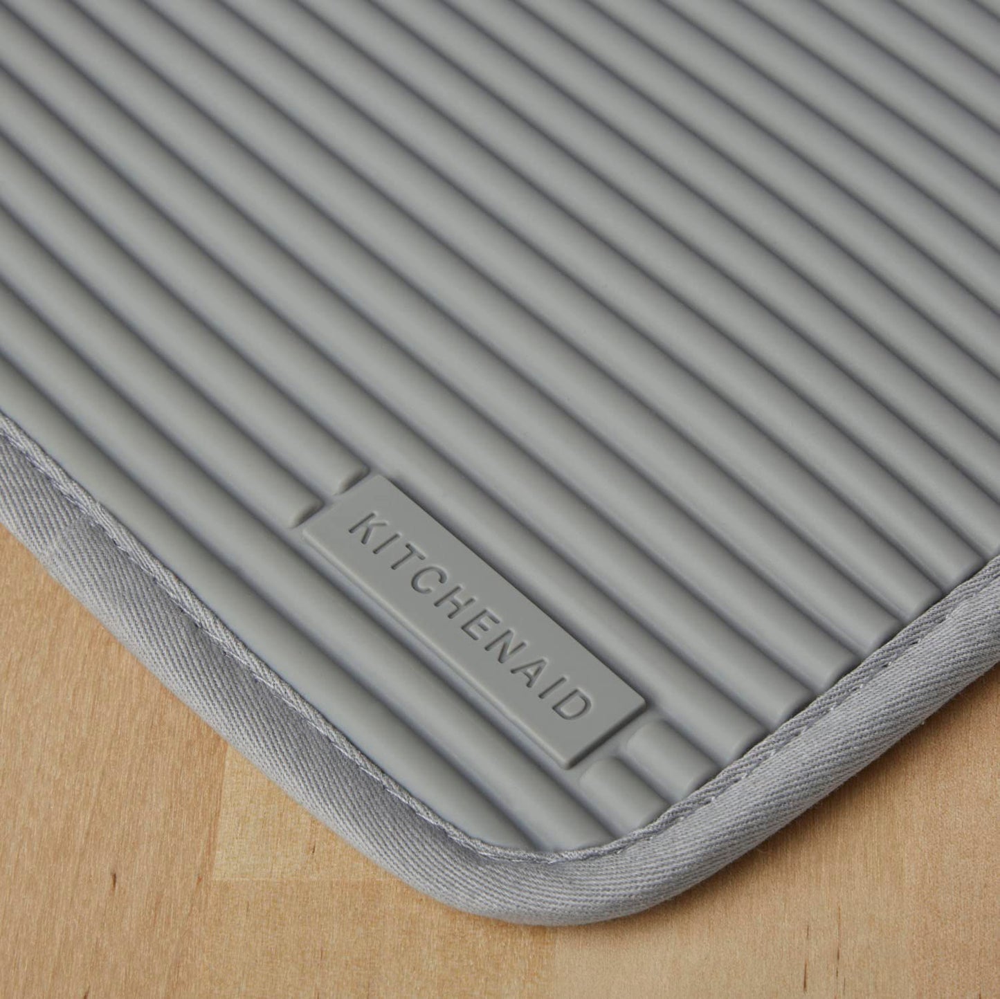 KitchenAid Ribbed Soft Silicone Pot Holder 2-Pack Set, Grey, 7"x9"
