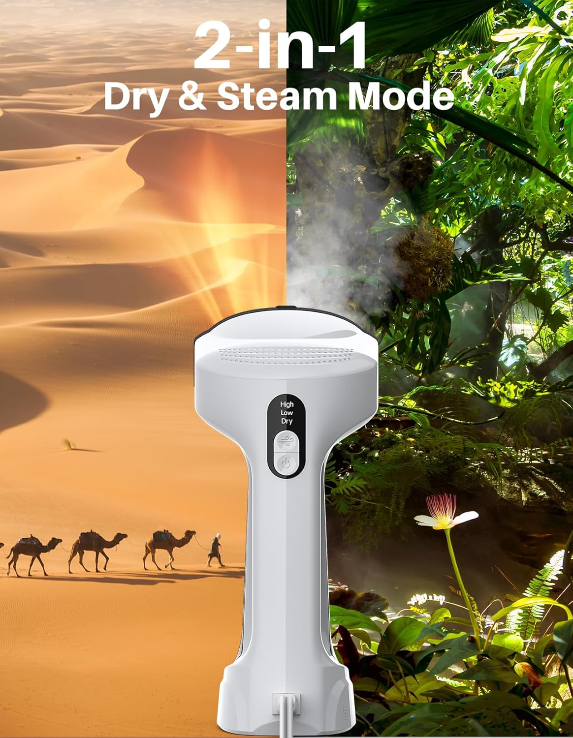 Sweepulire Handheld Clothes Steamer - 3500Pa Suction, 3 Modes, LED Display | Portable 2-in-1 Ironing & Steaming, 160ml Tank