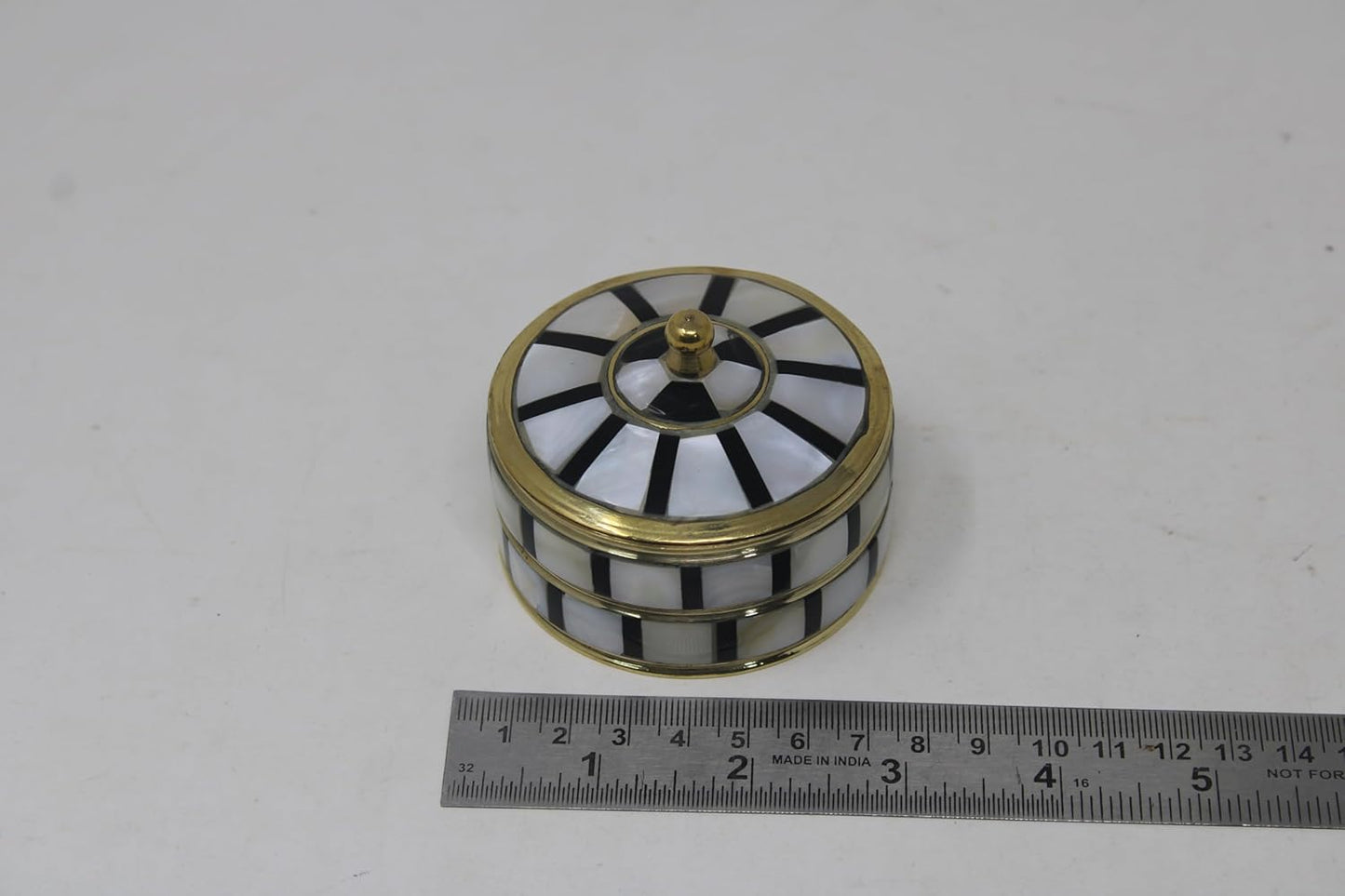 Decorative Jewelry Trinket Box Unique Gift For Home Décor Antique Metal Case with Mother of Pearl Sindoor Box/Coin Box (All Set Black)