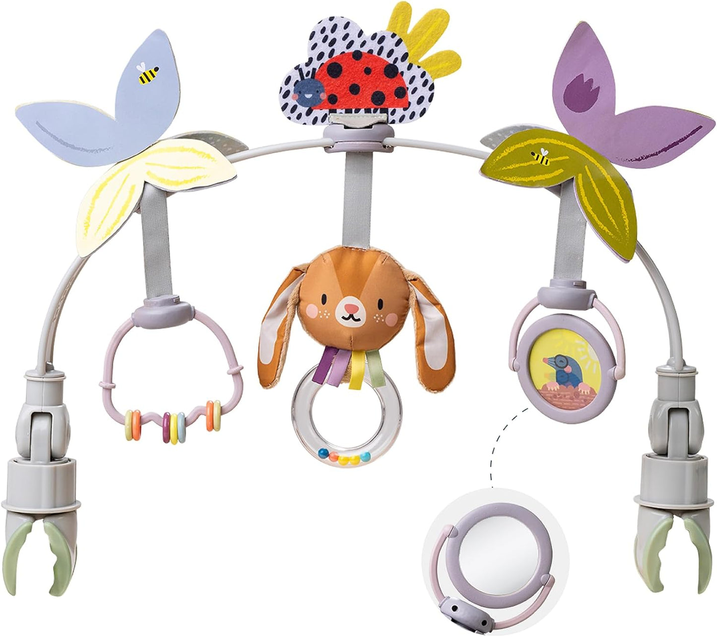 Taf Toys Baby Activity Arch - Engaging Stroller & Car Seat Toy with Rattling Beads & Spinning Mirror | 0-12 Months