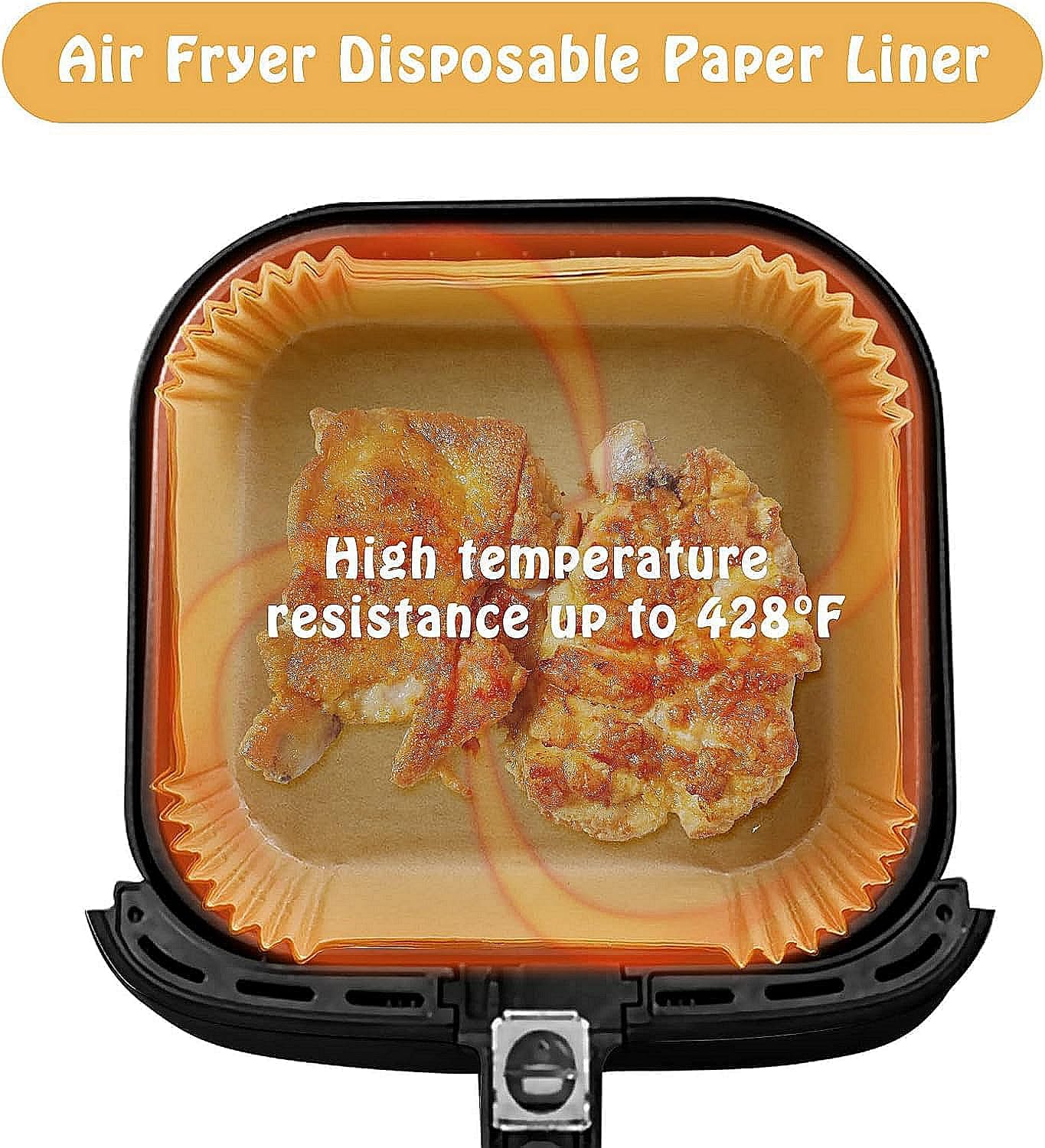Skiennix Mini Air Fryer Liners - 100Pcs Disposable Parchment Paper for 2-5 Qt Air Fryers