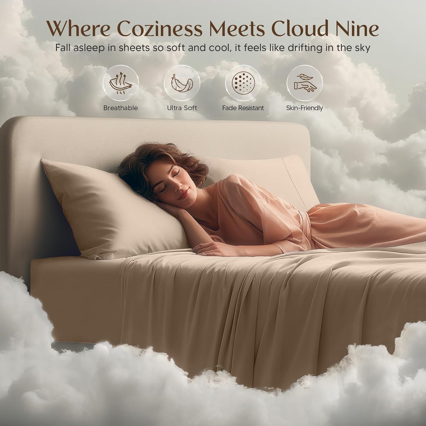 Utopia Bedding California King Sheet Set - Soft, Breathable Microfiber - 4-Piece in Beige