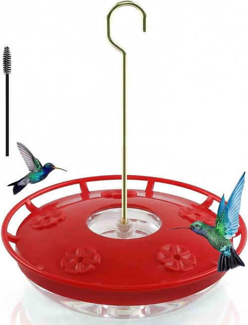 Feed Garden 16oz Hummingbird Feeder - Leak-Proof Design with Ant Moat & 5 Feeding Ports | Easy Clean Red Feeder for Outdoors