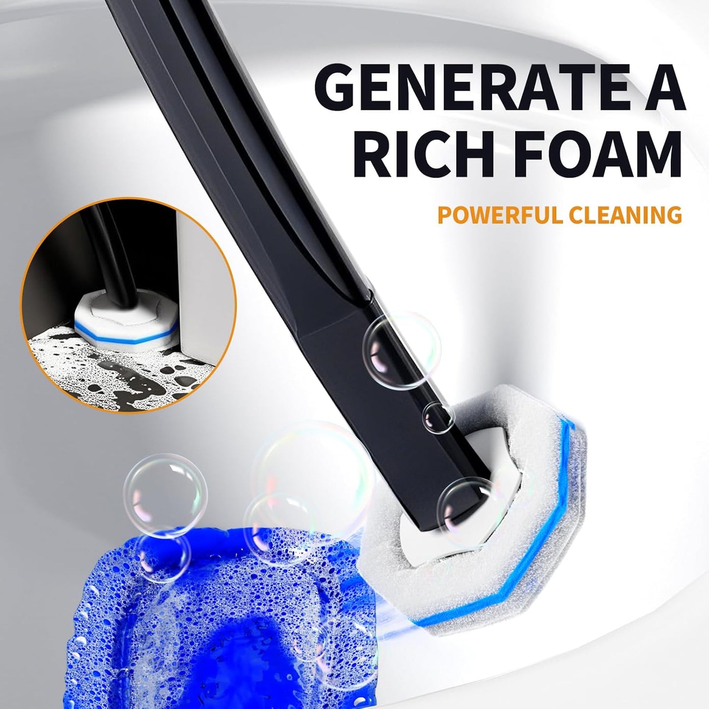 Skiennix Disposable Toilet Brush - Hygienic Toilet Bowl Cleaner with Holder | 40 Refills Included