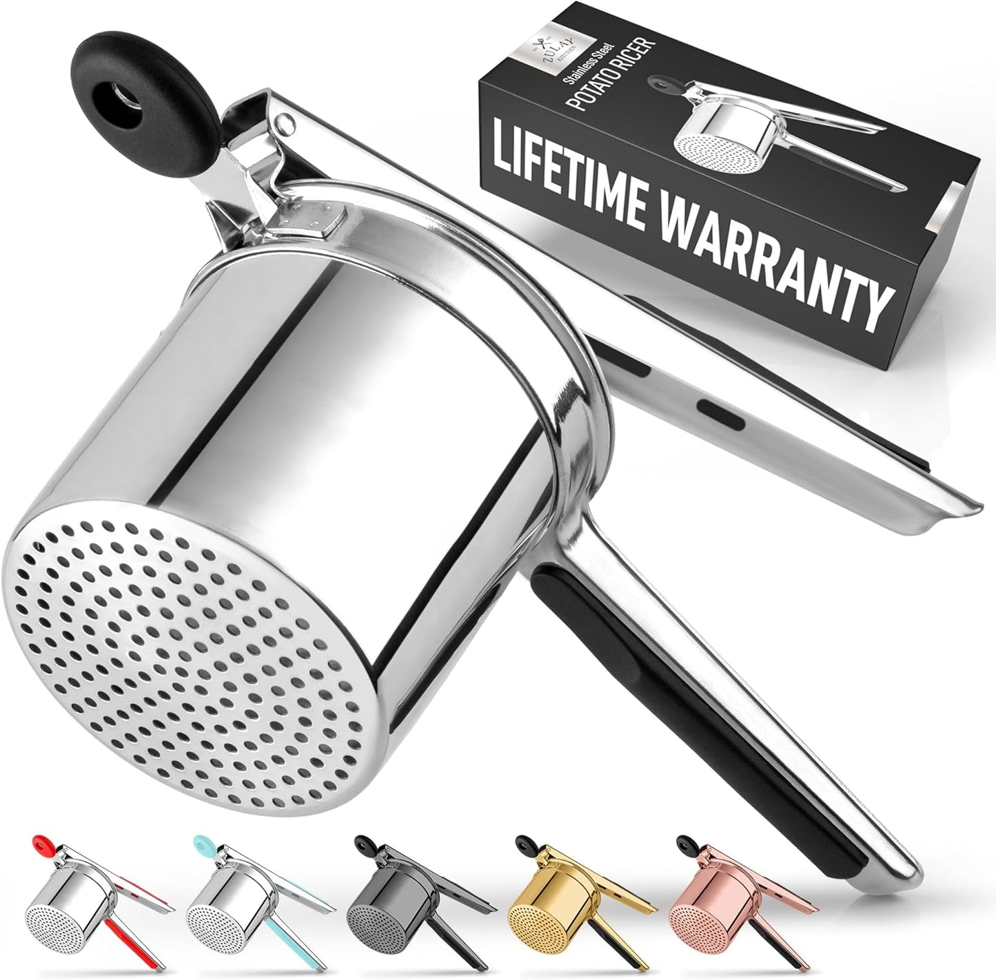 Zulay Kitchen 15oz Potato Ricer - Heavy Duty Stainless Steel Masher for Perfect Mashed Potatoes