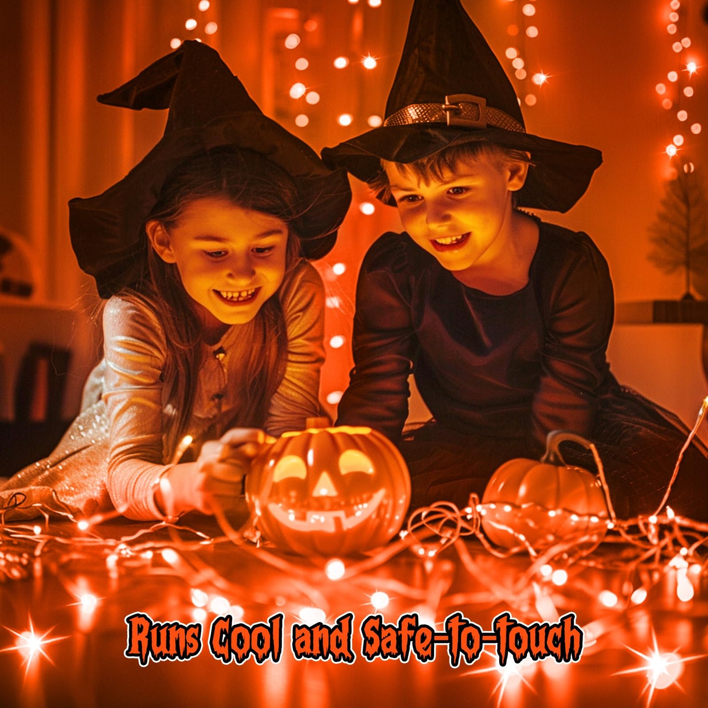 Minetom 6 Pack Orange Fairy Lights Battery Operated with Timer - 7ft 20 LED Waterproof Short Micro Firefly Lights for Halloween Decor, Pumpkin DIY Craft, Paper Lantern Decoration
