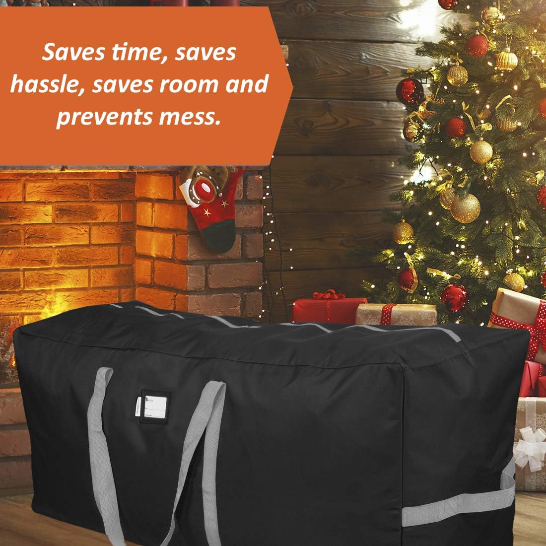 Primode Heavy Duty Christmas Tree Storage Bag - Fits Up to 9 Ft Trees | Durable 600D Oxford Material, Black