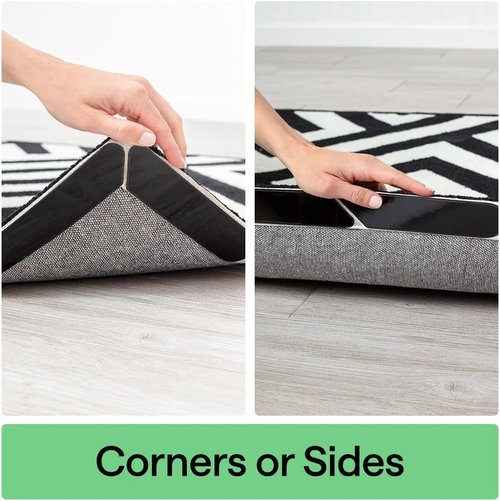 GORILLA GRIP Rug Gripper Pads - Reusable Double-Sided Stickers for Flat Corners | 8 Pcs for Hardwood & Tile Floors