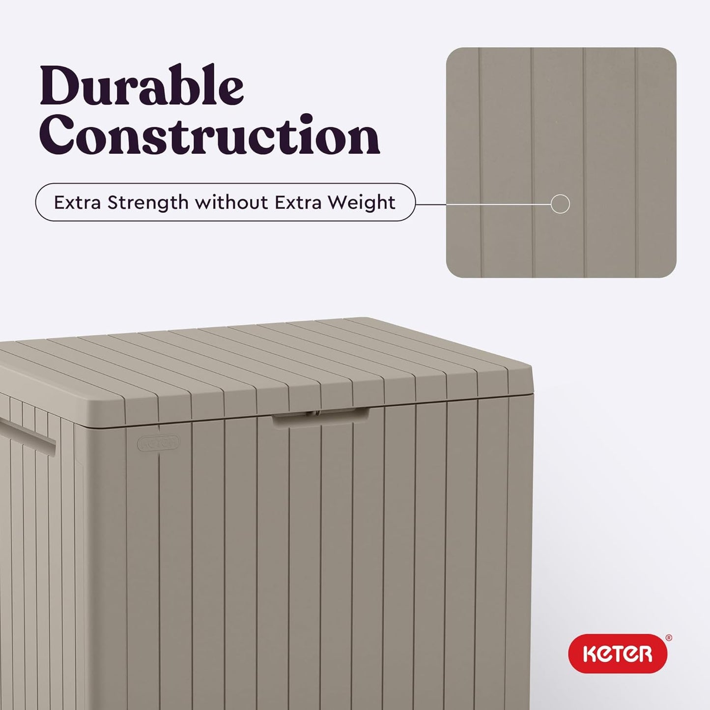 Keter City 30 Gallon Resin Outdoor Storage Box - Versatile Patio Furniture & Garden Organizer | Beige
