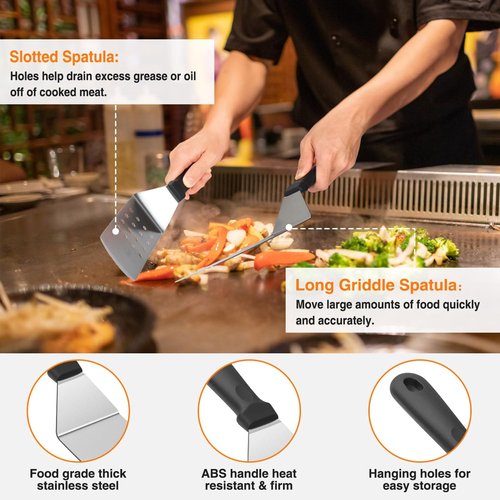 Blackstone 25-Piece Griddle Accessories Kit - Complete Flat Top Grill Set with Spatulas, Basting Cover & Carry Bag