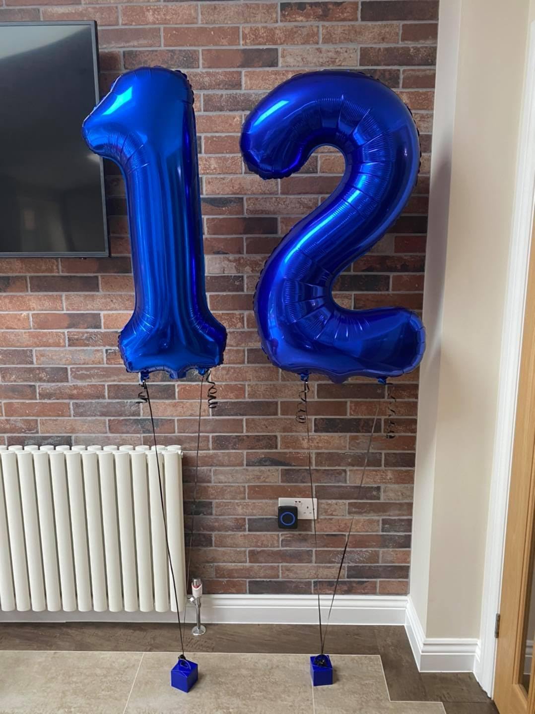 Number 12 Balloon by [Brand Name] - 40-Inch Navy Blue Birthday Decoration for 12th Year Celebration