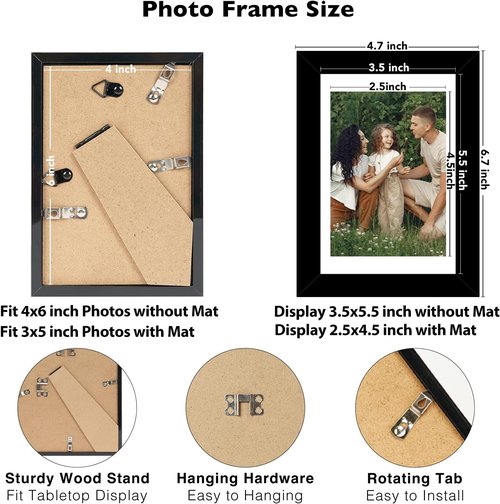 JCJMY 18-Pack Black 4x6 Picture Frames - Stylish Gallery Wall Decor for Hanging & Tabletop Display