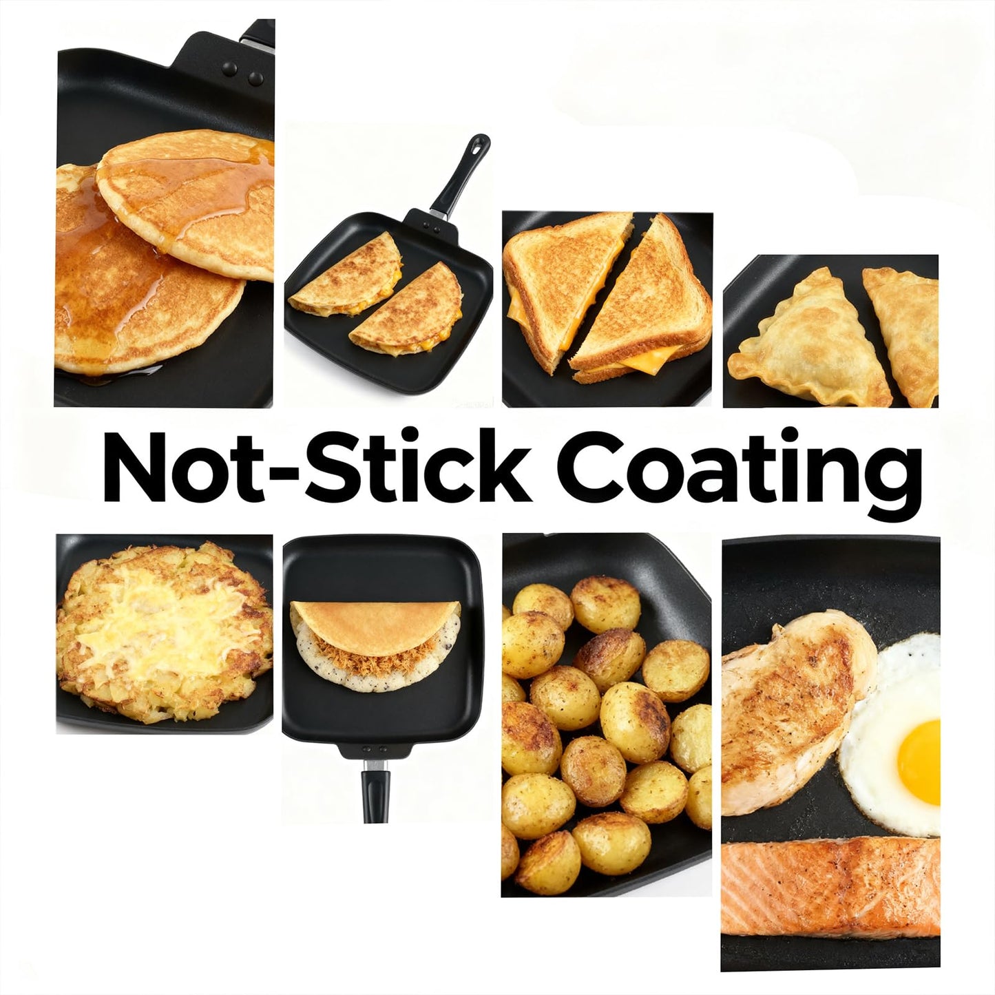 Nonstick Square Griddle Pan for Pancakes Eggs Bacon, 10 inch Family Breakfast Griddle. Aluminum Flat Top Griddle Pan for Gas Electric Stove, Even Heat Distribution Warp-Proof Easy Clean