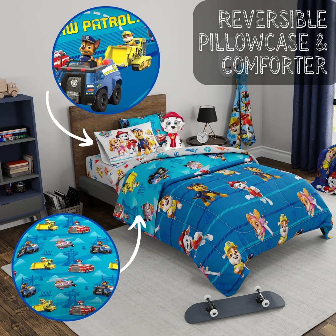 Paw Patrol Kids Bedding Super Soft Comforter and Sheet Set with Sham, 5 Piece Twin Size, (100% Officially Licensed Nickelodeon Product) By Franco