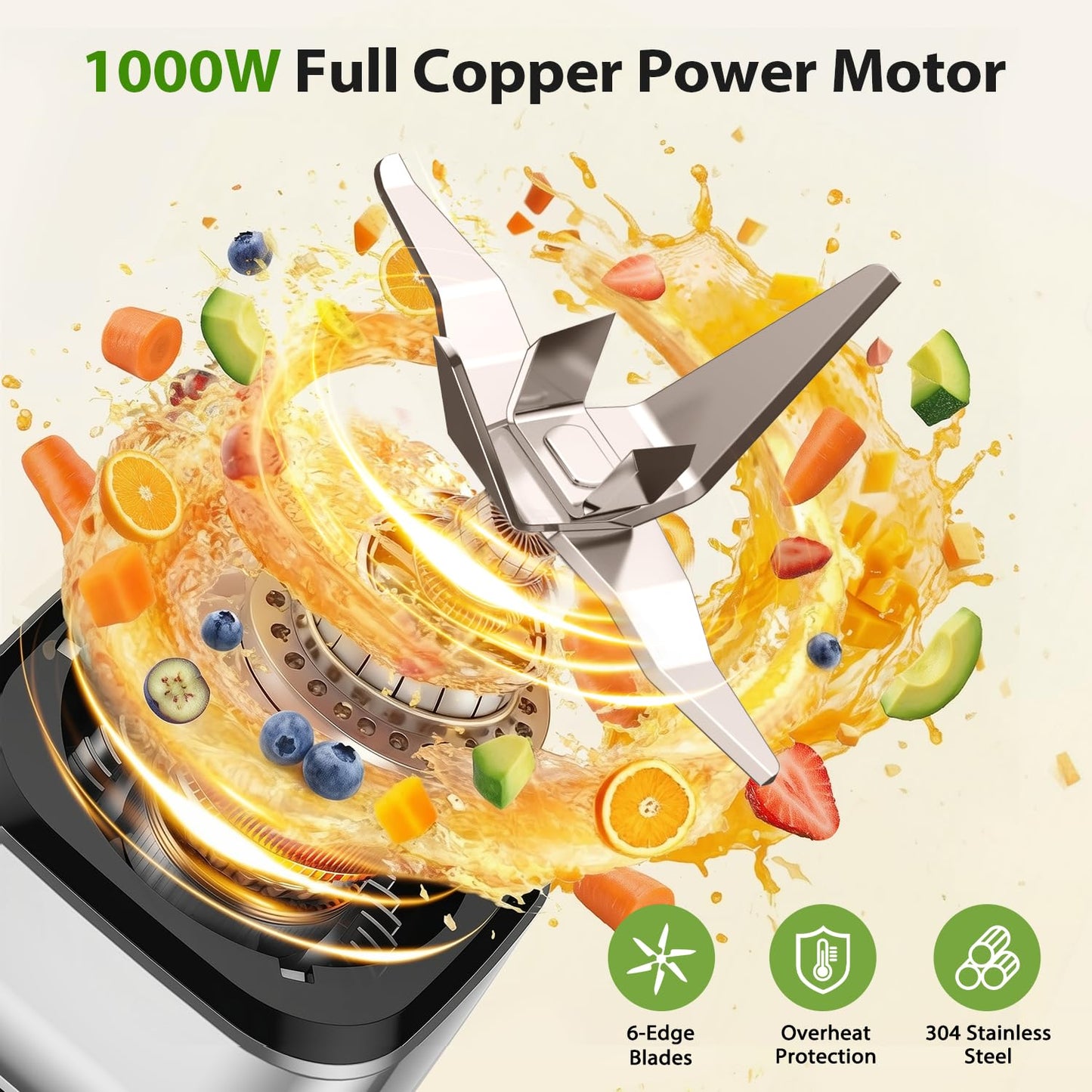 KOIOS 900W Countertop Blenders for Shakes and Smoothies, Protein Drinks Baby Food Nuts Spices, Grinder for Beans, 11 Pes Personal Blender with 2x18.6oz and 10oz Cups, Non-BPA