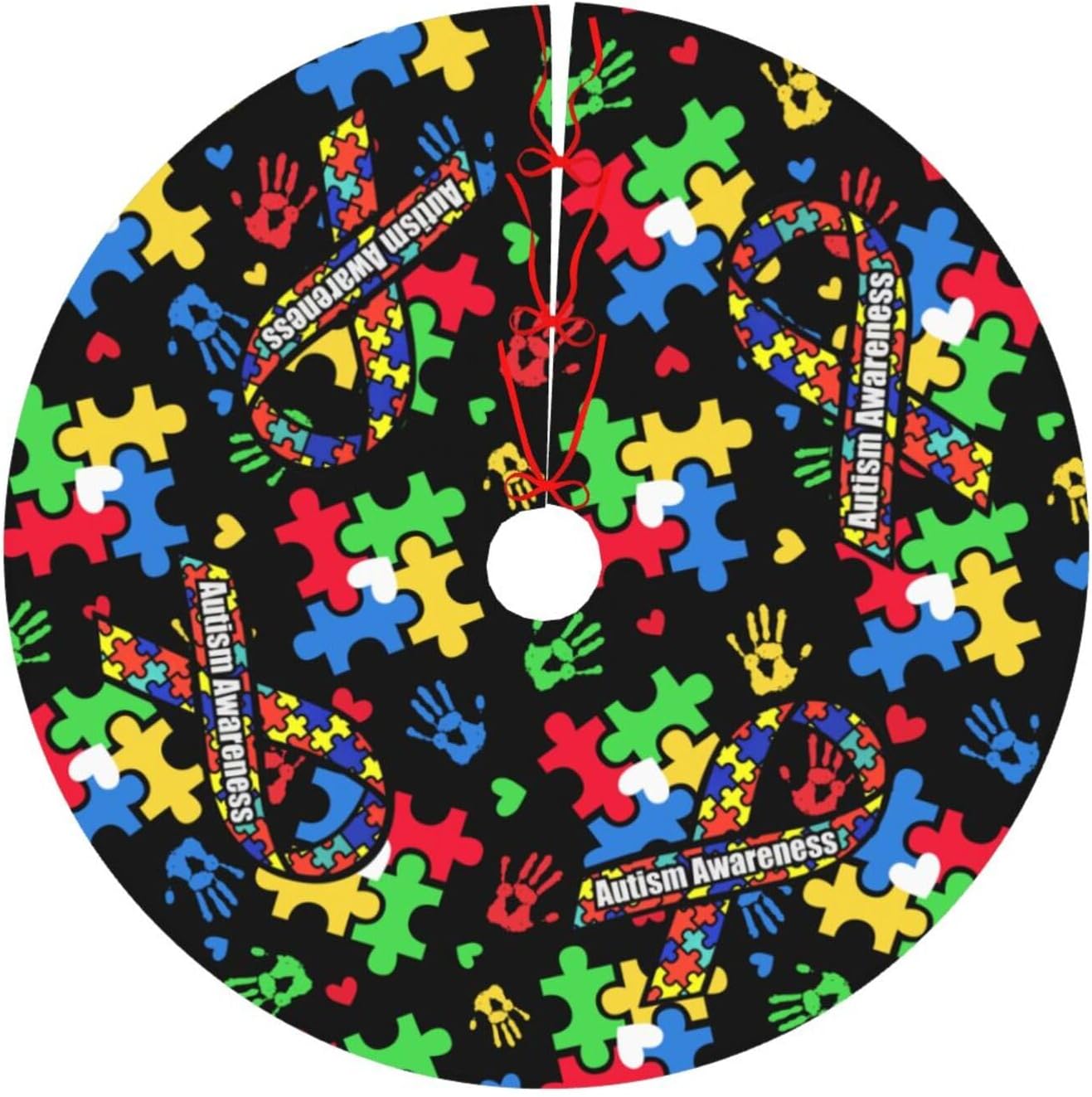 Regine Switzerland Autism Awareness Tree Skirt - Festive Christmas Decoration - 30" Size