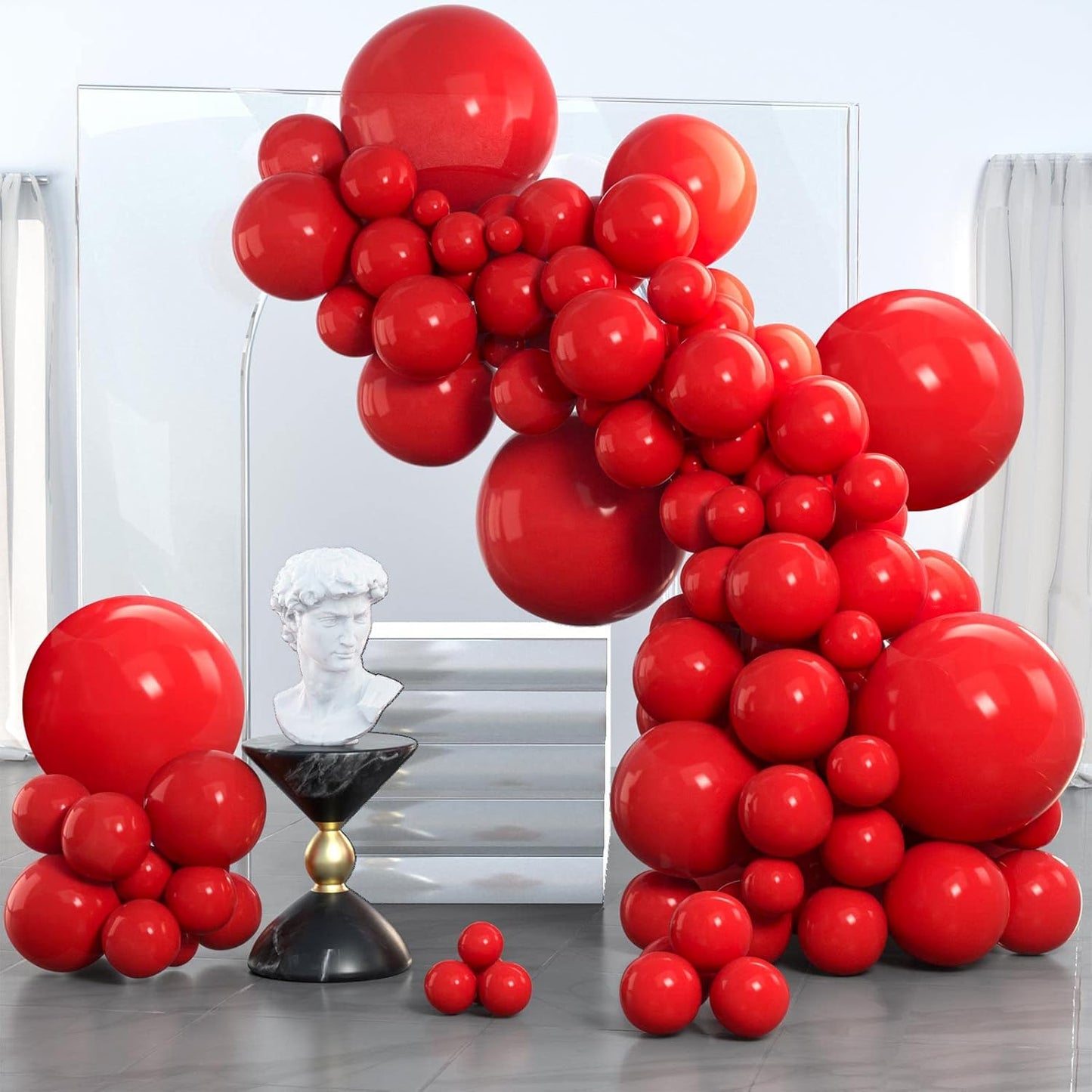 PartyWoo Hunter Green & Red Balloon Arch Kit - 140pcs in 5, 10, 12 & 18 Inch Sizes for Festive Celebrations
