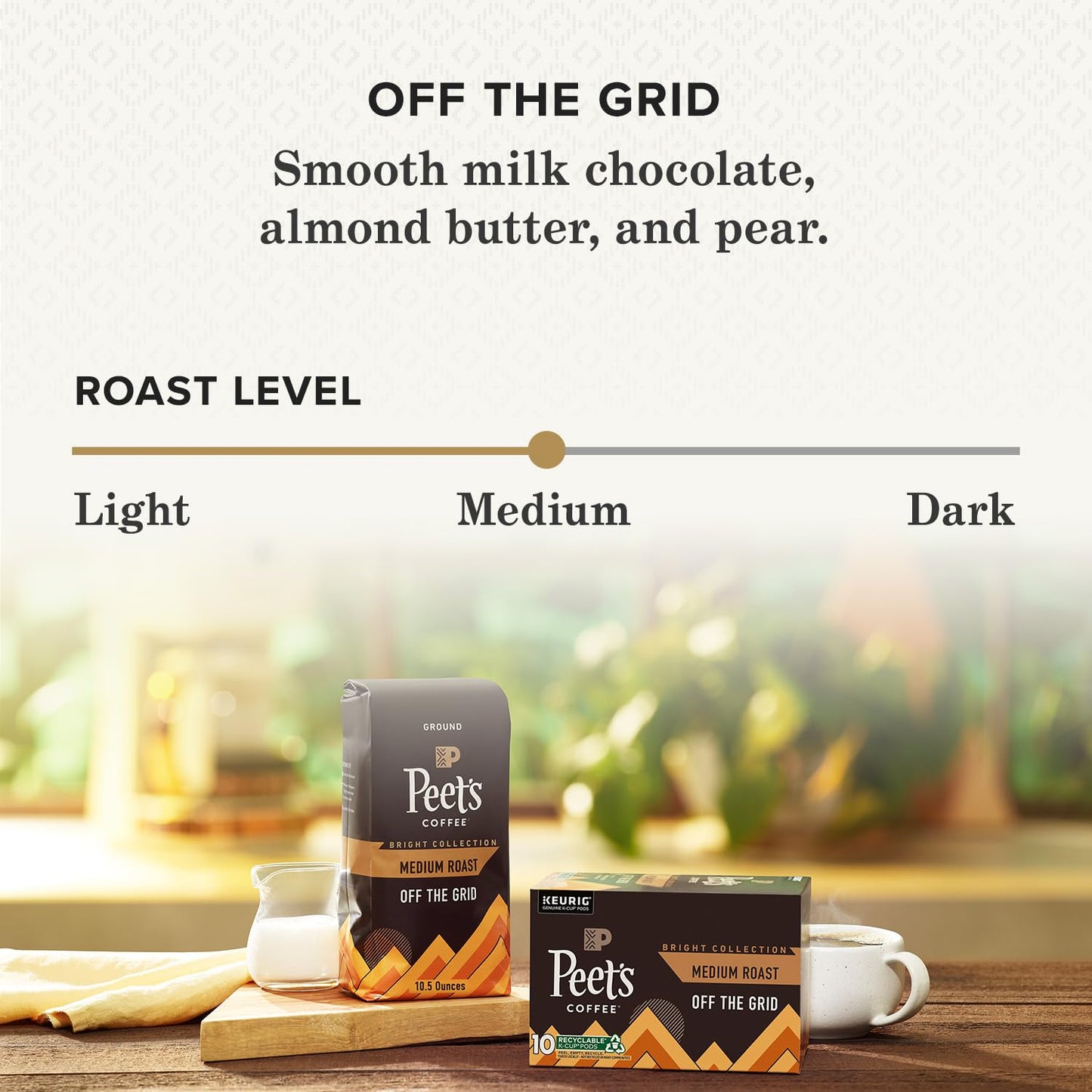 Peet's Coffee Medium Roast K-Cup Pods - 100% Arabica Coffee, 60 Count (6 Boxes of 10 Pods)