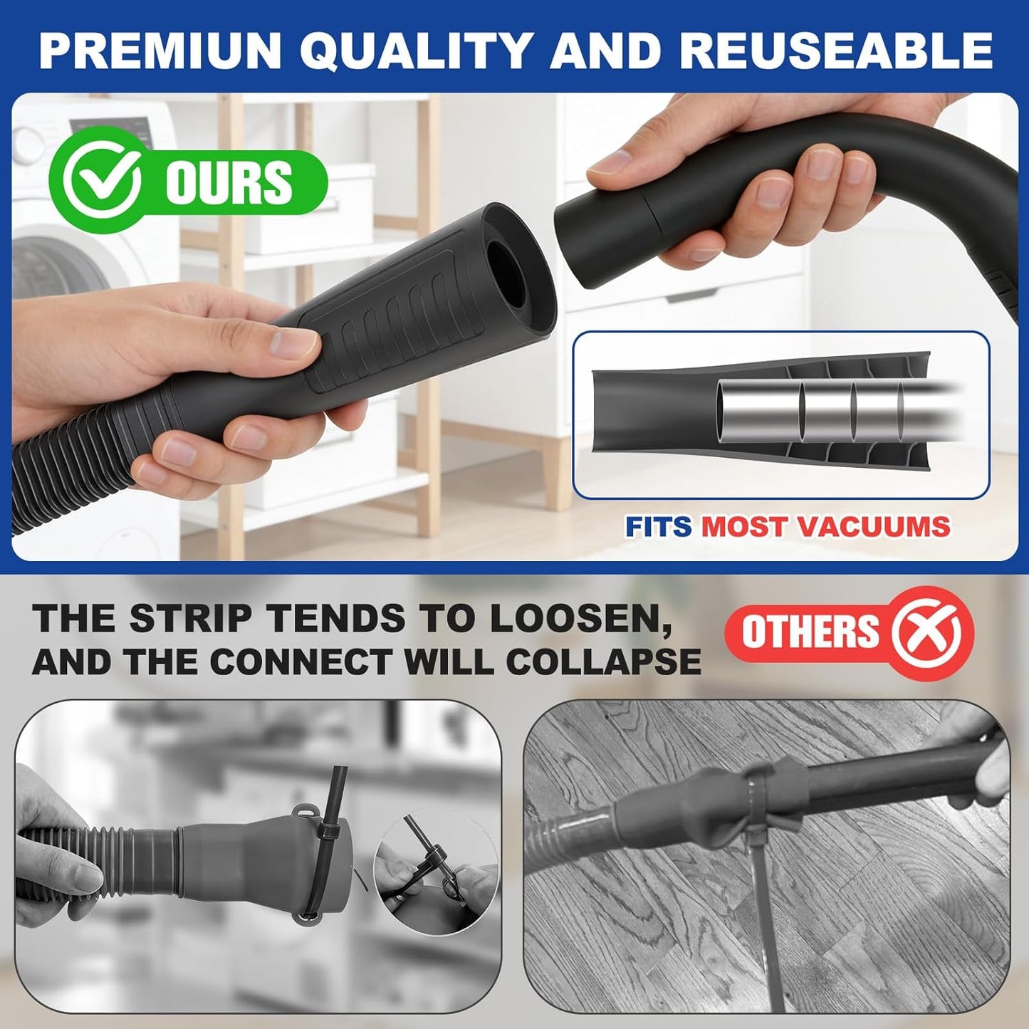 Sealegend Dryer Vent Cleaner Kit - Vacuum Hose Attachment & Lint Brush for Most Vacuums | Black