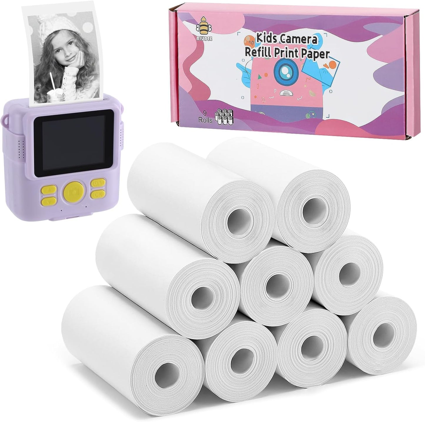 Skiennix Instant Camera Print Refill Paper - 9 Rolls of Thermal Paper for Kids' Cameras | Perfect Birthday Gift for Ages 4-10