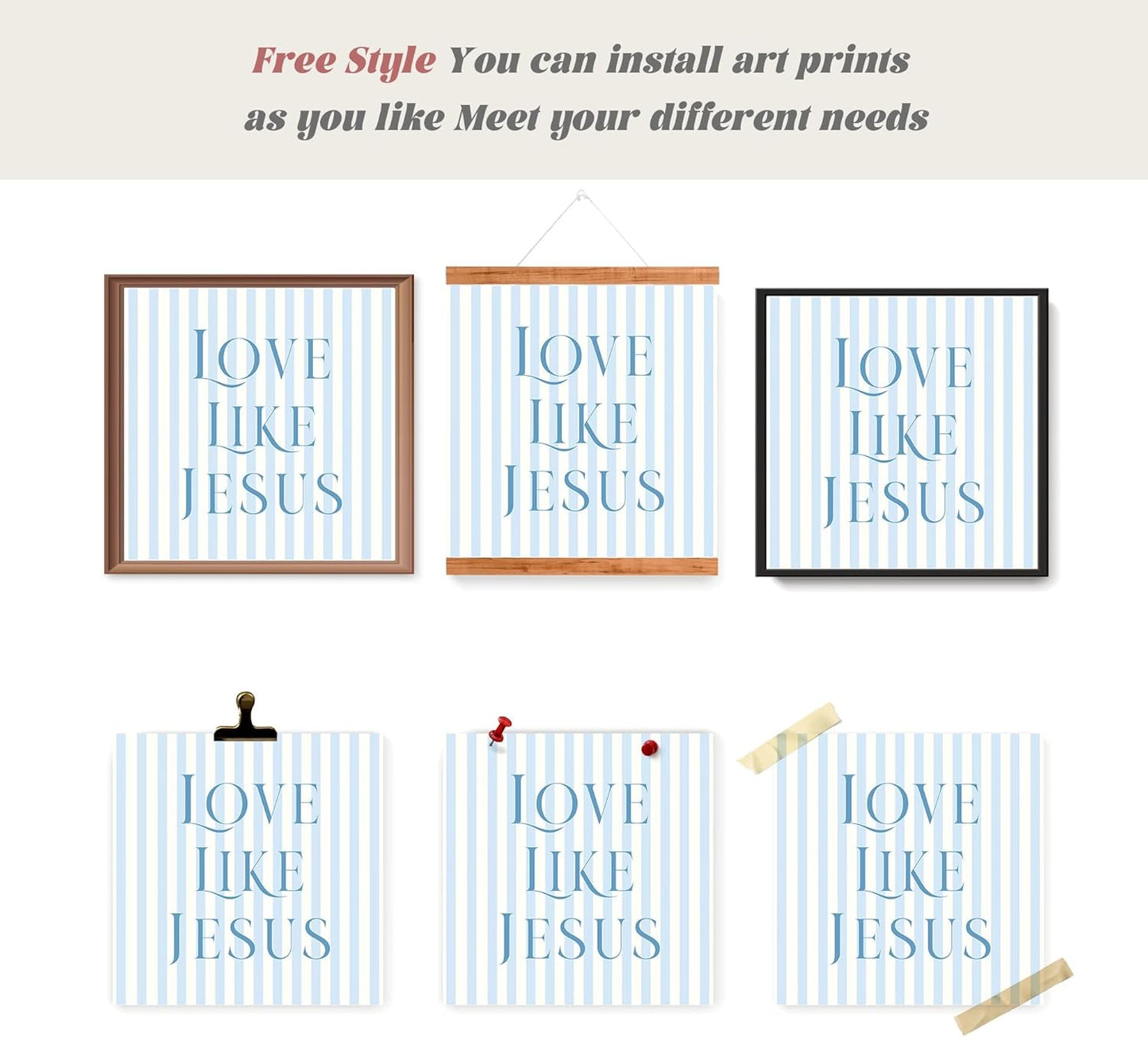 LARTSFRO Coquette Blue Bow Wall Art - Inspirational Christian Decor for Teen Girls | Set of 4, 10x10 Inch Unframed