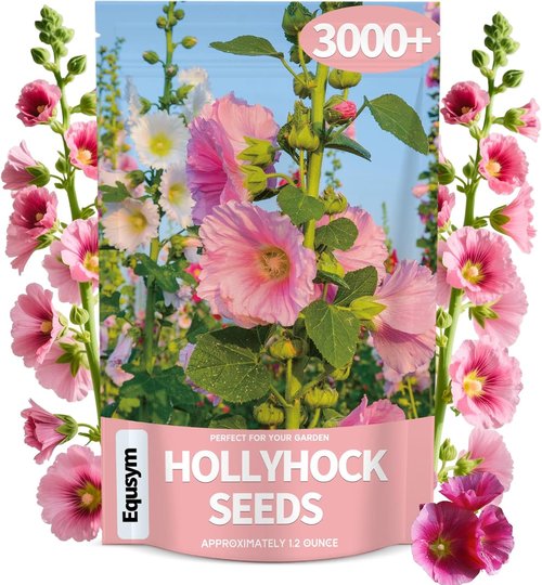 Hollyhock Seeds - 3000+ Bulk Pack of Mixed-Color Perennial Blooms | Attracts Pollinators, Easy to Grow