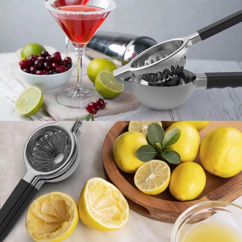 **Skiennix Stainless Steel Lemon Squeezer | Ergonomic Citrus Juicer with Silicone Handles - Large Manual Press**