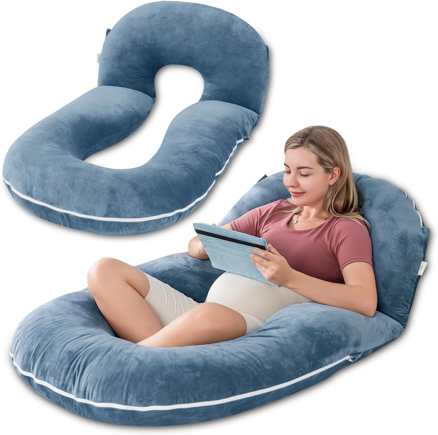 INSEN Pregnancy Pillows, Detachable Body Pillow for Sleeping, Nurse & Relax, Multi-Use Pregnancy Pillows for Pregnant Women, Grey