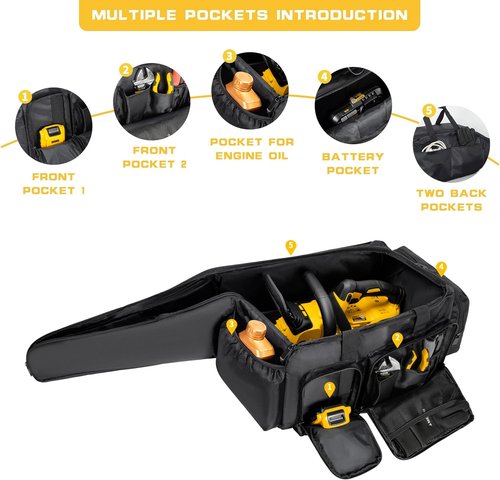 Chainsaw Carrying Case - Waterproof Foldable Storage Bag for EGO, Dewalt & Greenworks 10/12 Inch