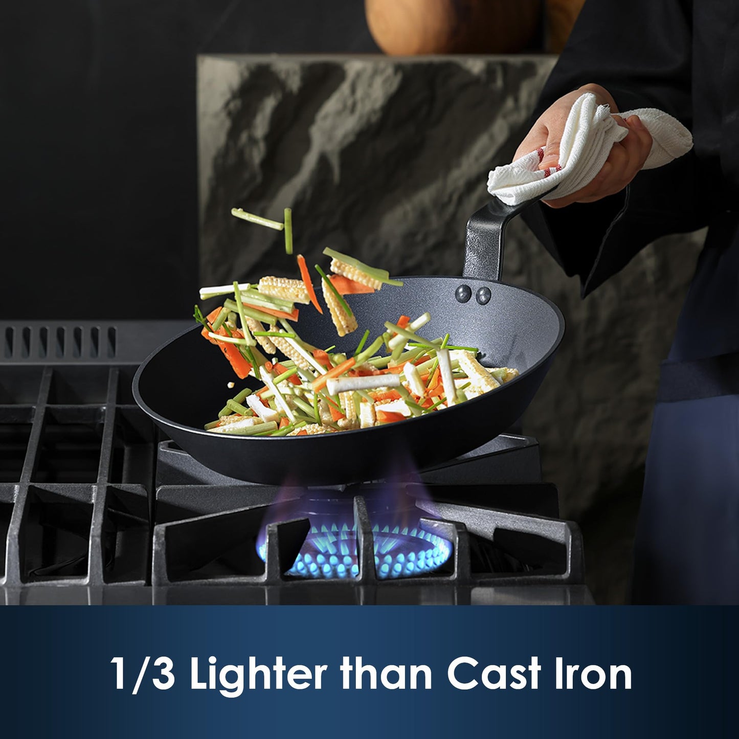 SENSARTE Nonstick Frying Pan Set 2-Piece, Oven Safe Skillets with Swiss Coating, Induction Compatible Chef Pan Set, Dishwasher Safe Cooking Pans, PFOA PFOS Free, 8 and 10 Inch