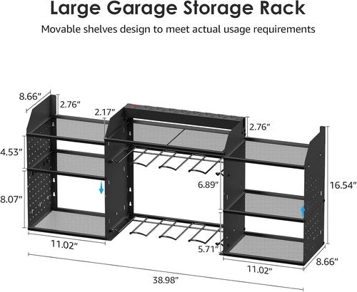 CCCEI Tools Organizer - Wall-Mount Charging Station with 6FT Power Strip | 39 Inch Power Tool Storage Rack