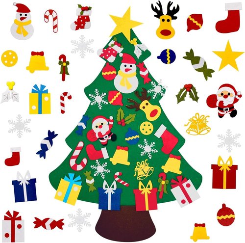 Fayoo DIY Felt Christmas Tree - Montessori Wall Hanging Decorations for Toddlers | 30 Ornaments Included
