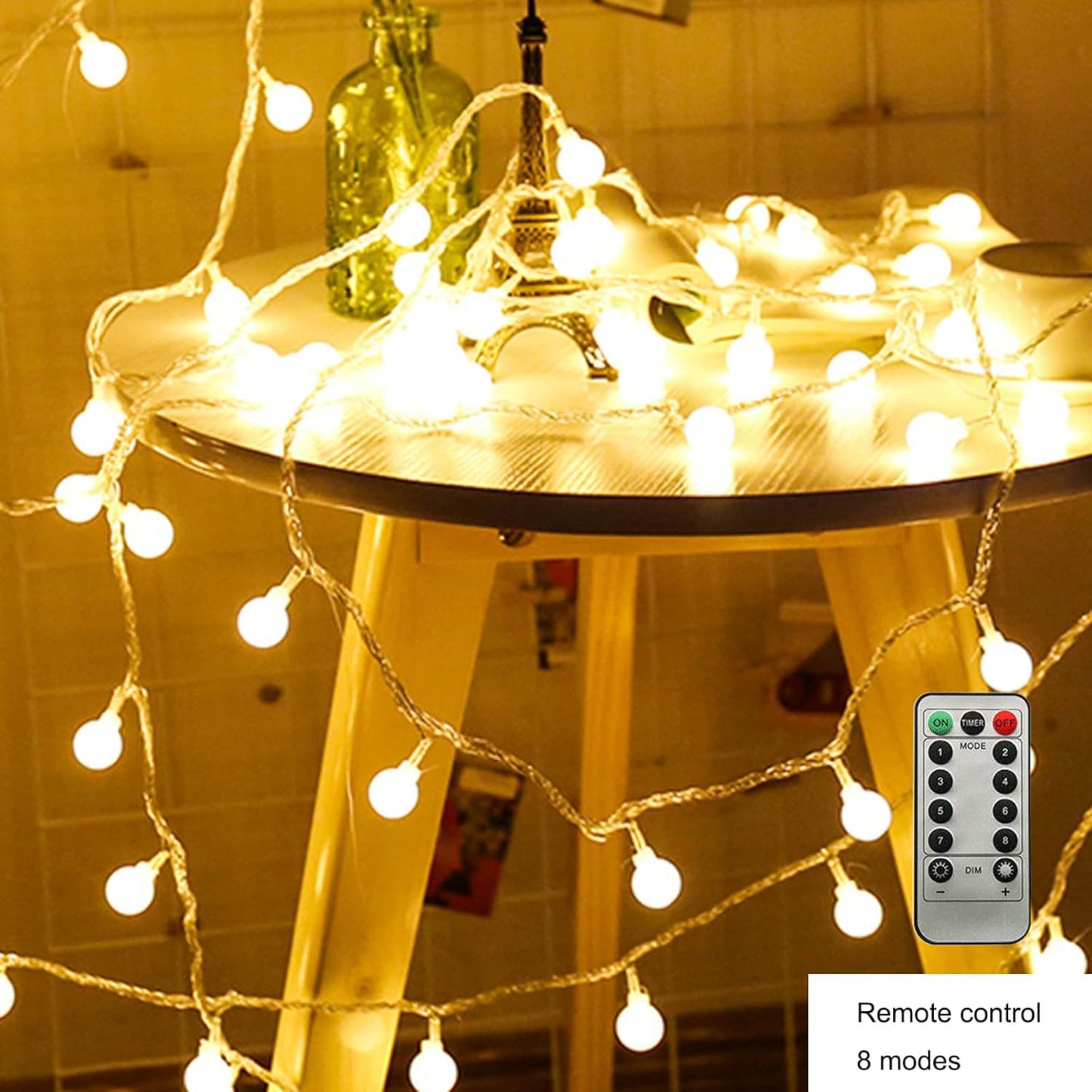 ZIMINGU LED Ball String Lights - 19.6FT 40 LEDs Waterproof Fairy Lights with Remote Control | Warm White Decor for Parties & Weddings