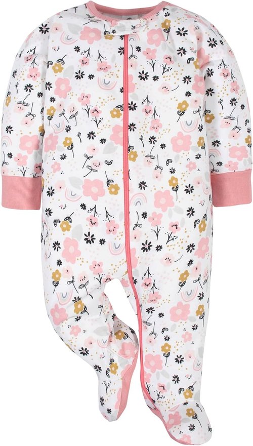 Gerber Baby Girls' 4-Pack Sleep 'N Play Footies - Soft Cotton, Adorable Designs, Sizes 0-24 Months