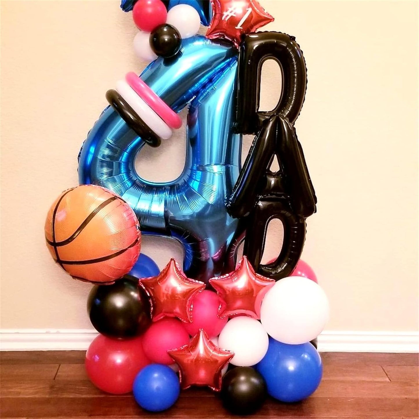 Large 40-Inch Foil Number 4 Balloon Set by [Brand Name] - Self-Inflating Helium Balloon for 4th & 40th Birthday Celebrations
