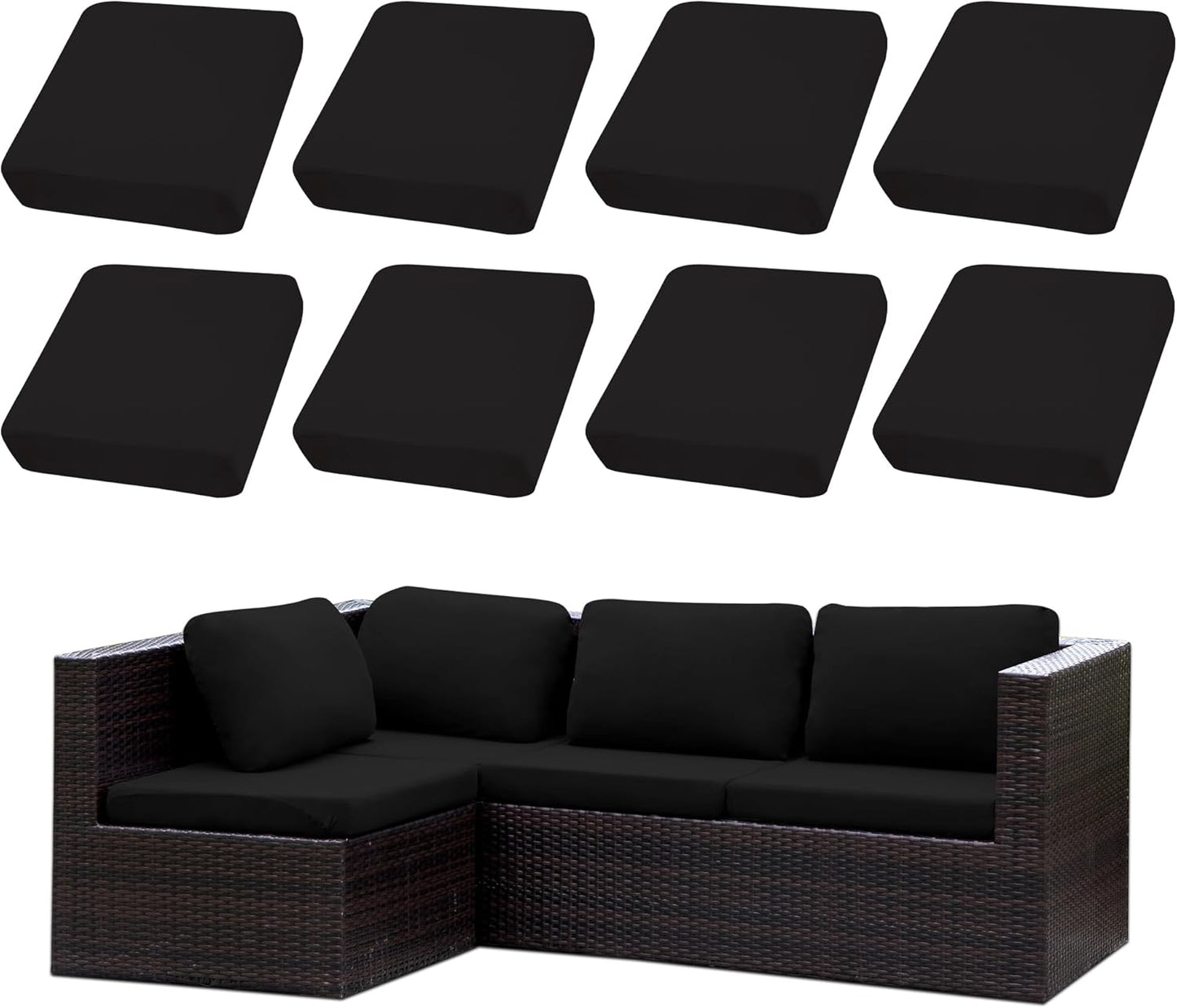 Skiennix Outdoor Cushion Covers Set - 8PCS Patio Furniture Slipcovers for Sofa & Sectional Chairs