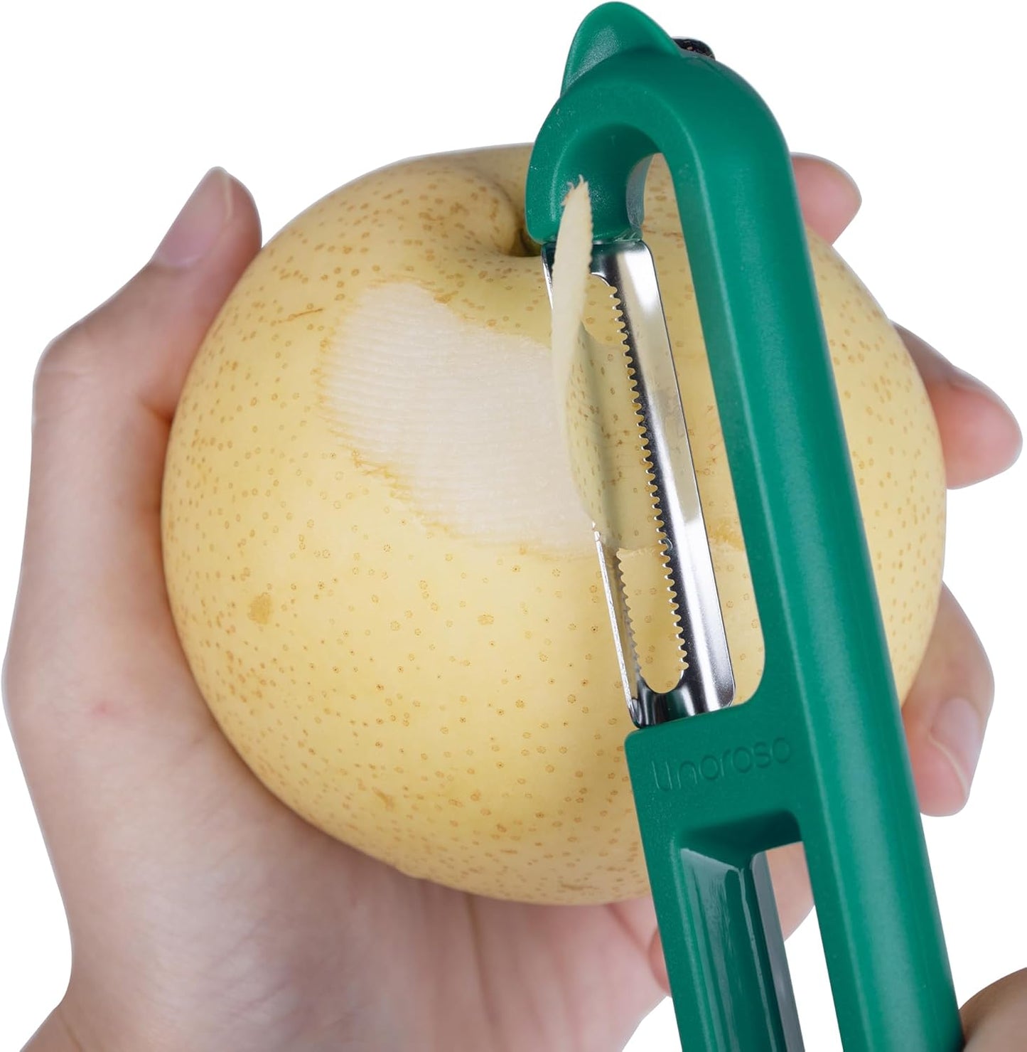 Linoroso Serrated Fruit Peeler - Japanese Stainless Steel Vegetable Peeler with Comfortable Handle | Dishwasher Safe