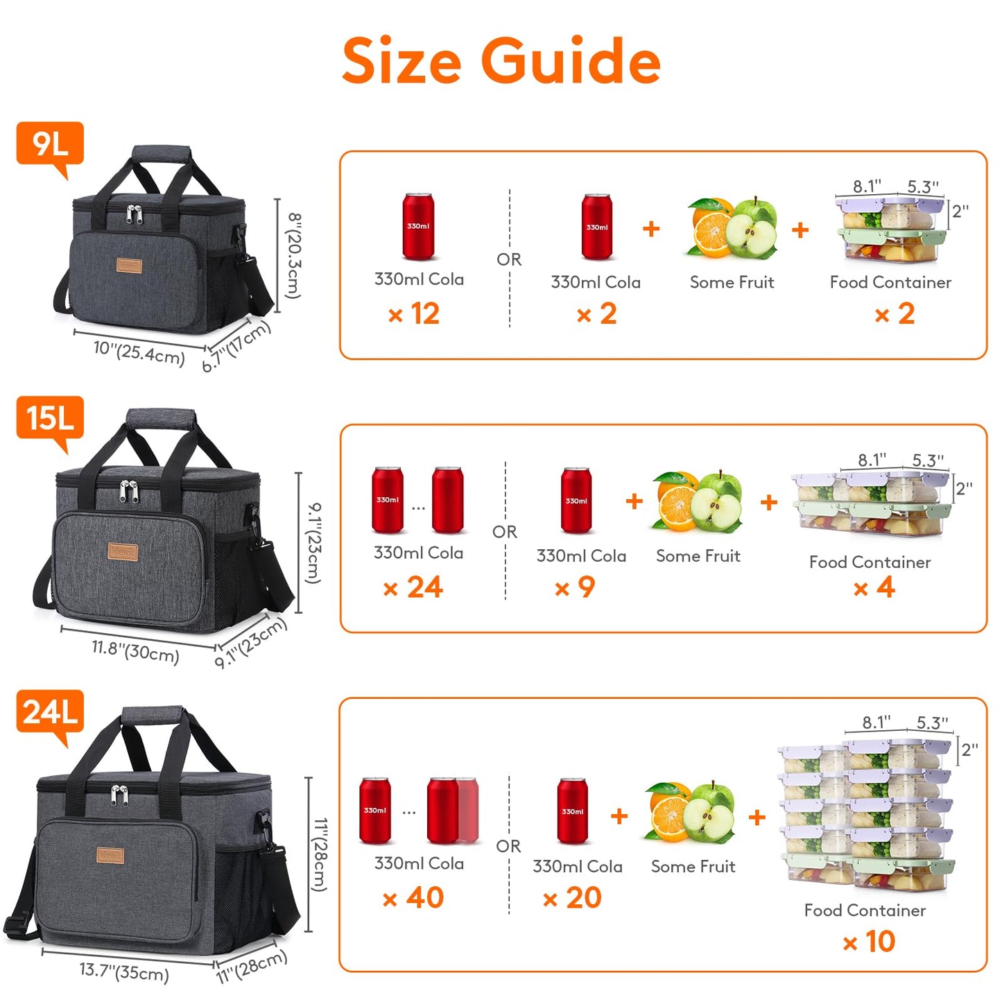 Lifewit Large Lunch Bag, Insulated Lunch Box, Soft Cooler Cooling Tote for Adult Men Women, Dark Gray 24-Can (15L)